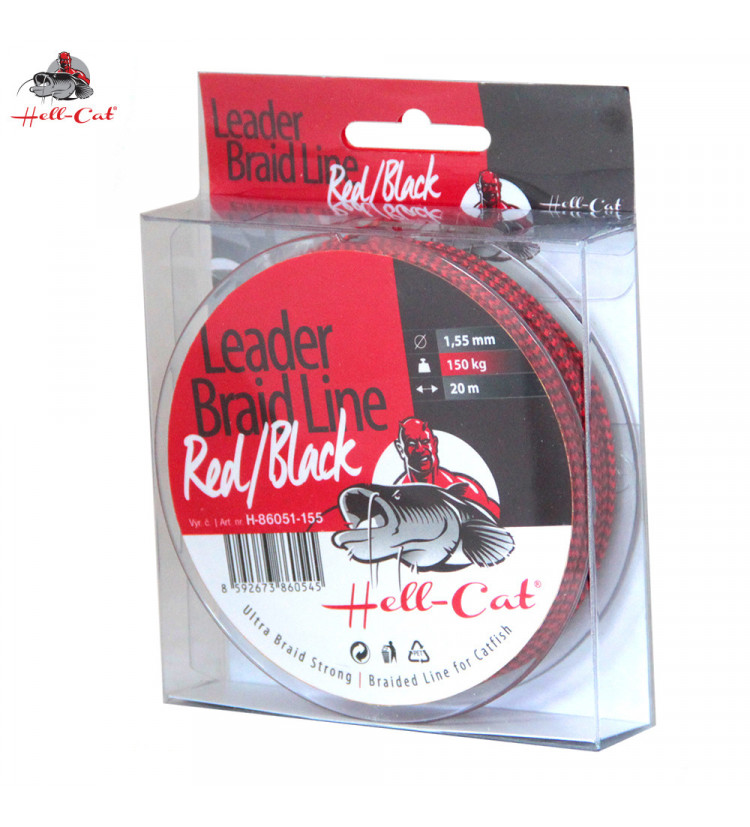 Splétaná šňůra Hell-Cat - Leader Braid Line Red/Black 20m|1.55mm/150kg
