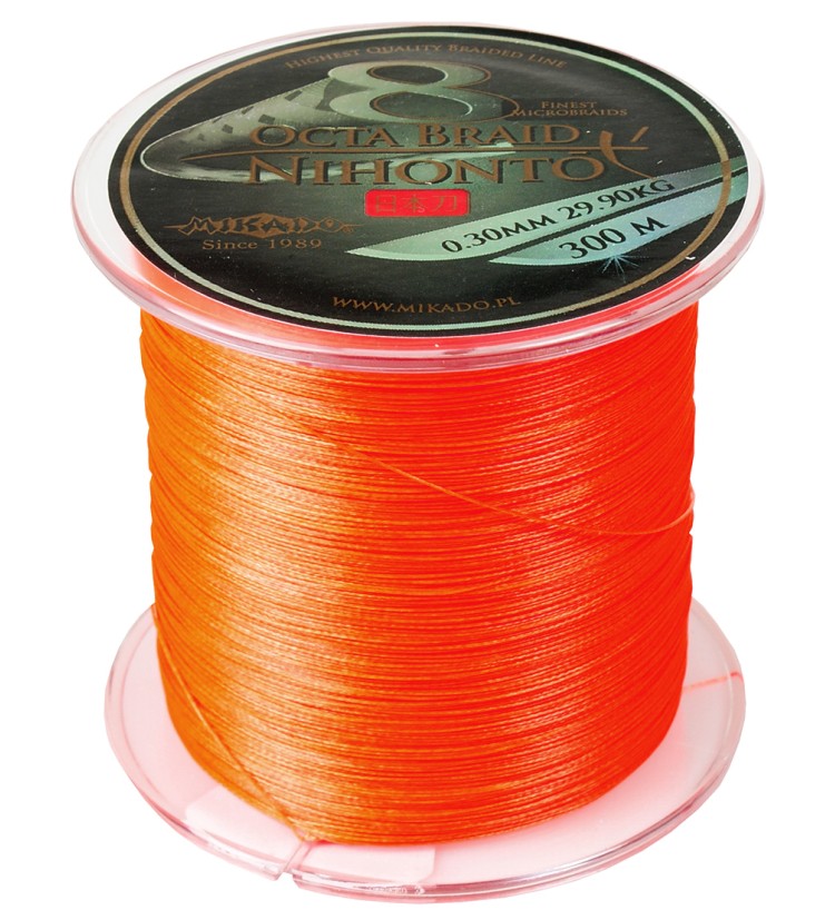 Pletená Šňůra Mikado Nihonto Octa Braid Orange 300 m 0,30mm/29,9 kg