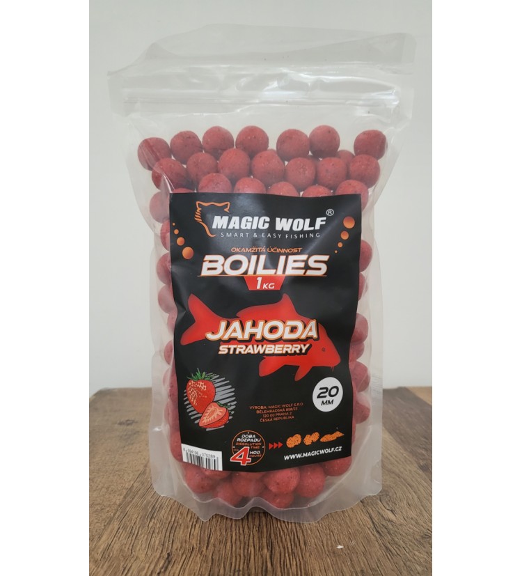 MAGIC WOLF BOILIES 1KG 20MM Jahoda