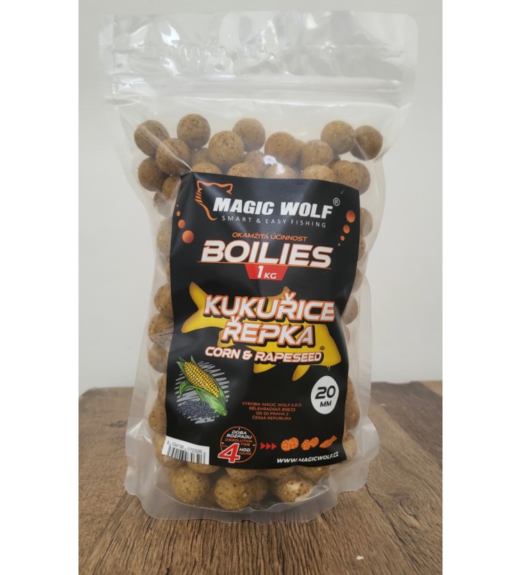 MAGIC WOLF BOILIES 1KG 20MM Kukuřice Řepka