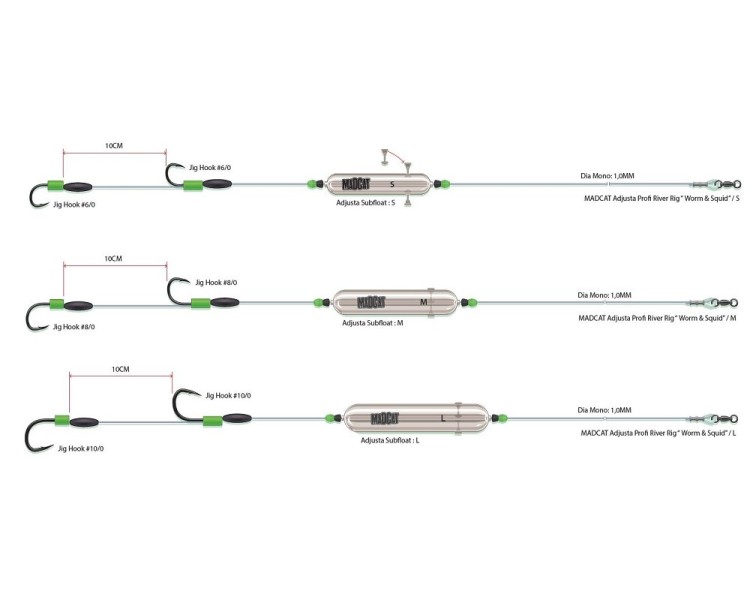 Madcat Návazec Adjust Profi River Rigs Worm And Squid-Velikost S 20 g