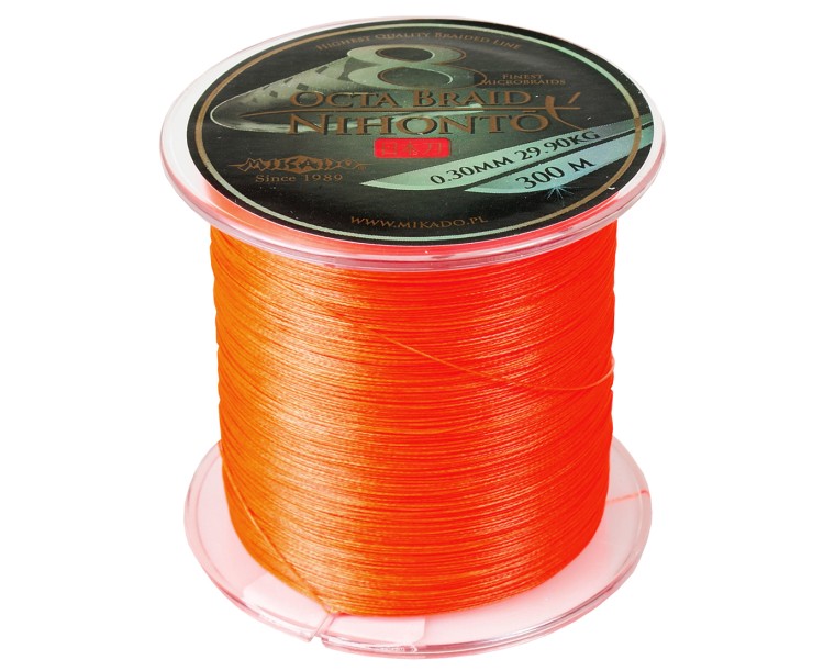 Pletená Šňůra Mikado Nihonto Octa Braid Orange 300 m 0,30mm/29,9 kg